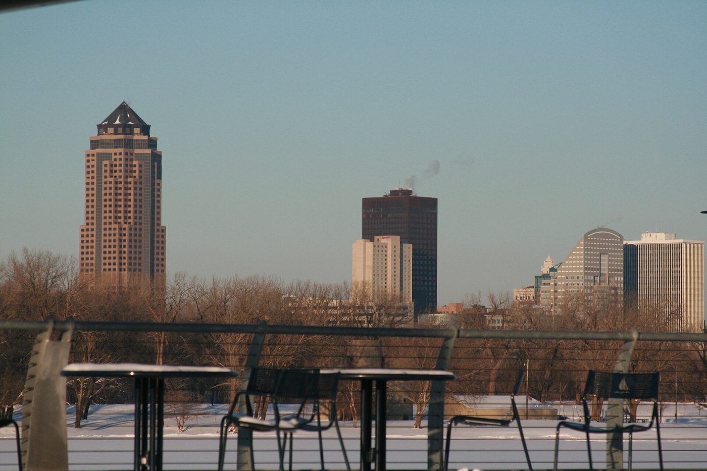The downtown Des Moines skyline seen across the Des Moines River